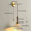 Axyaa Copper Ceramic LED Wall Lamps: Nordic Modern Walnut Handle for Living Room, Bedroom, Bathroom