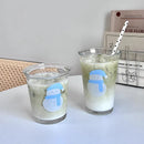Axyaa Christmas Glass Cups 350ml Cute Festive Mug Bubble Tea Cocktail Cup