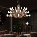 Axyaa Luxe Coppelia Loft Iron Chandelier: High-End LED Round Wire Lighting