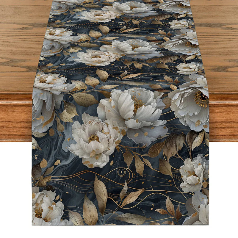 Axyaa 3D Effect Floral Table Runner for Farmhouse Dining Decor