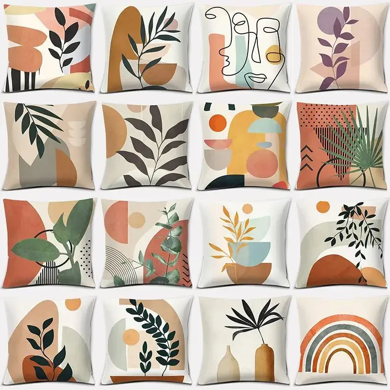 Axyaa Brown Green Abstract Pillow Cover 45x45 - Home Office Bedroom Sofa Car Decoration