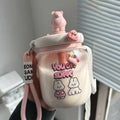 Axyaa Kawaii Bear Boba Bubble Tea Bottle 800ml Straw BPA-Free