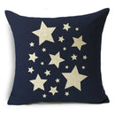 Axyaa Blue Texture Print Linen Cushion Case for Living Room Sofa - 40cm/45cm/50cm