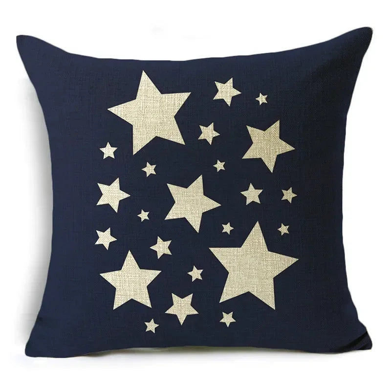 Axyaa Blue Texture Print Linen Cushion Case for Living Room Sofa - 40cm/45cm/50cm