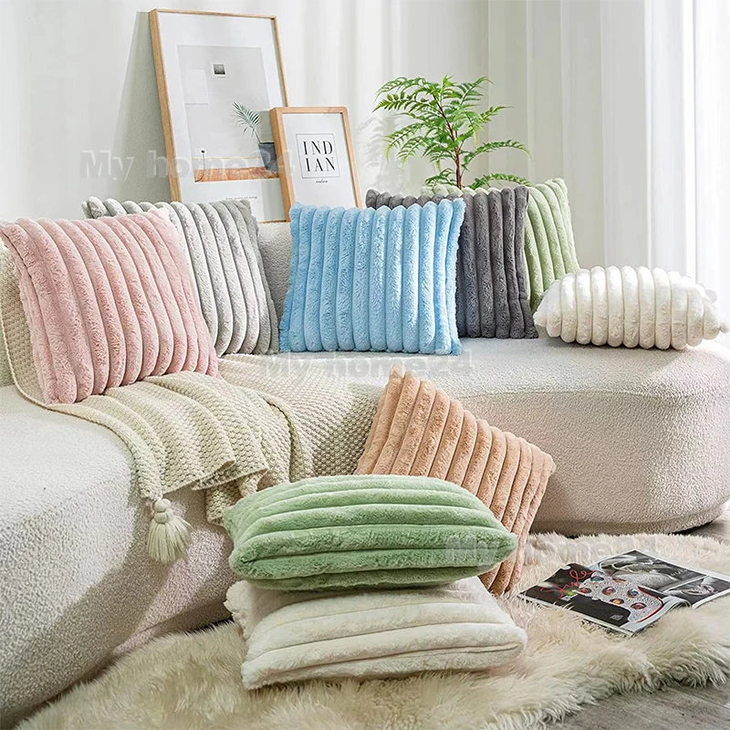 Axyaa Retro Fluffy Soft Pillowcase 45*45cm 50*30cm for Sofa Couch Home Decor