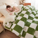Axyaa Checkerboard Winter Blanket – Super Thick & Warm Soft Fluffy Cashmere Comforter