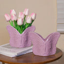 Axyaa French Cream Light Luxury Ceramic Vase with Retro Butterfly Flower Arrangement
