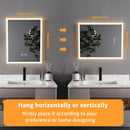 Axyaa Backlit Bathroom Mirror 400x500mm Wall Mounted Vanity Anti-Fog with Light Memory