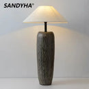 Axyaa Retro Ceramic Floor Lamp Nordic Fabric Art LED Standing Light