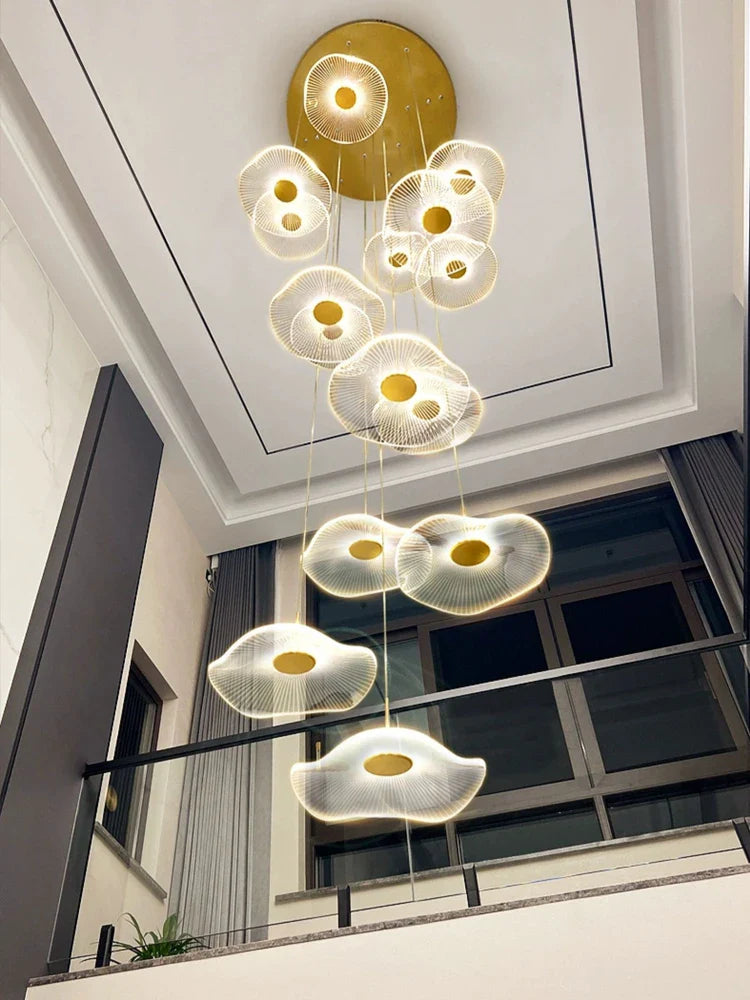 Axyaa Nordic LED Loft Chandelier for Modern Living Room or Bedroom