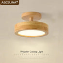 Axyaa Nordic Wooden Ceiling Light: Minimalist Round LED Fixture for Home Decor