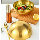 Axyaa Golden Stainless Steel Salad Bowls - Large Korean Kitchen Tableware