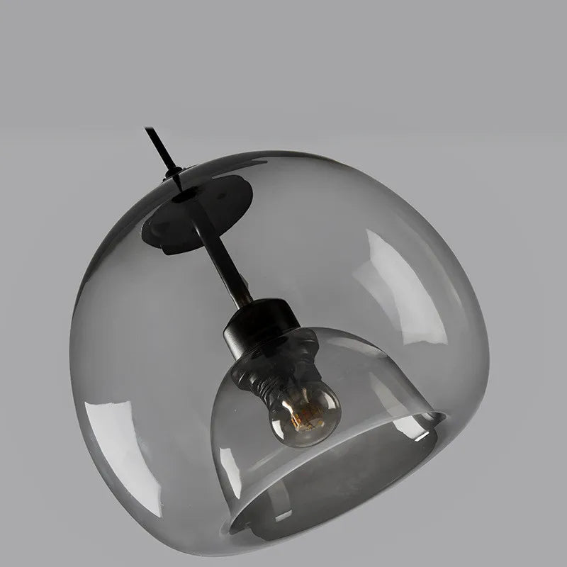 Axyaa Smoke Gray Glass Pendant Light Chandelier for Kitchen Island