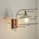 Axyaa Copper Glass LED Wall Lights Bedroom Living Room Pull Chain Switch Bedside Lamp