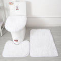 Axyaa 3 Piece White Bathroom Rugs Sets Non-Slip Bath Mats Lid Cover Contour Mat