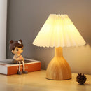 Axyaa Nordic Retro Ceramic Desk Lamp with Wood Grain Design