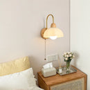 Axyaa Glass Wood LED Wall Lights for Bedroom Living Room Coffee, Pull Chain Switch, Modern Bedside Lamp Mirror