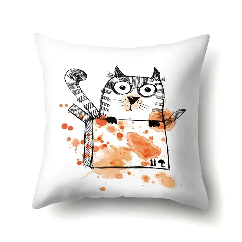 Axyaa Cartoon Animals Plush Cushion Cover 45x45cm Cute Cats and Dogs Pillowcase