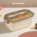 Axyaa Bear & Panda Cartoon Stainless Steel Bento Box for School Picnic Storage
