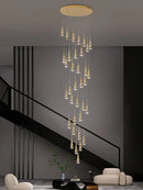 Axyaa Crystal Pendant Chandelier for High Ceilings and Modern Interiors