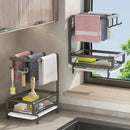 Axyaa Kitchen Dishcloth Holder Drying Hanger with Drain Pan - Sink Rack