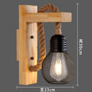 Axyaa Industrial Hemp Rope Wall Lamp Wood Sconce E27 Loft Indoor Outdoor Light