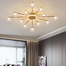Axyaa Modern Glass Ceiling Light in Black Gold Metal for Parlor Bedroom Dining Room