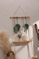 Axyaa Leaf Tassel Macrame Hanging Shelf for Chic Home Decor