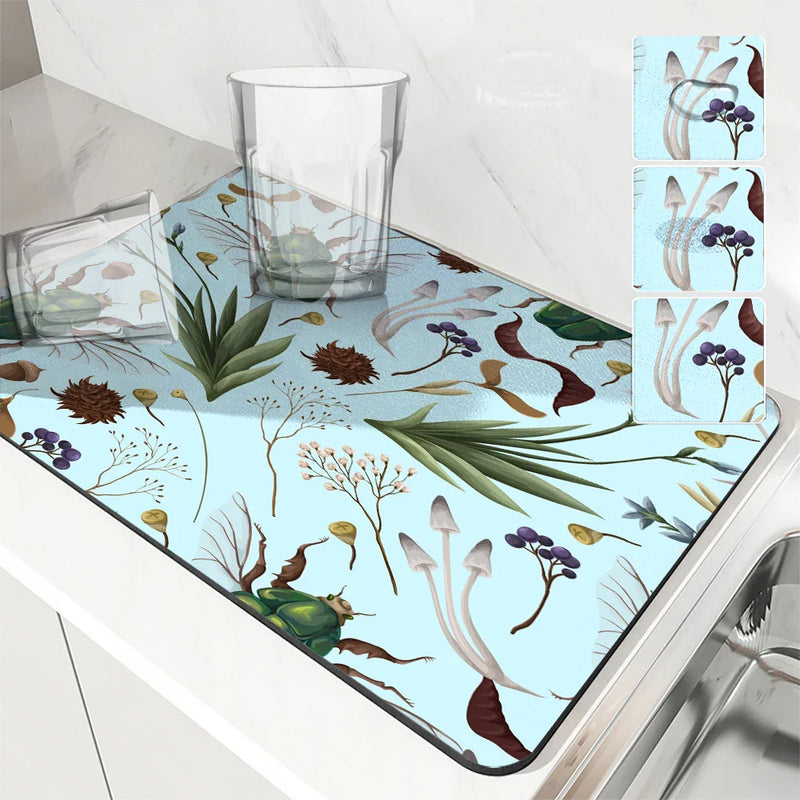 Axyaa Insect Bees Kitchen Drain Pad Non-slip Heat Resistant Counter Mat