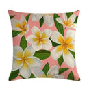 Axyaa Tropical Plant Design Linen Pillowcase Floral Print 45*45cm