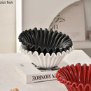 Axyaa Wave Edge Ceramic Fruit Plate Snack Bowl Set