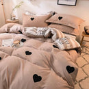 Axyaa Korean Style Stripe Grid Bedding Set Twin Queen Full Size Bed Linen