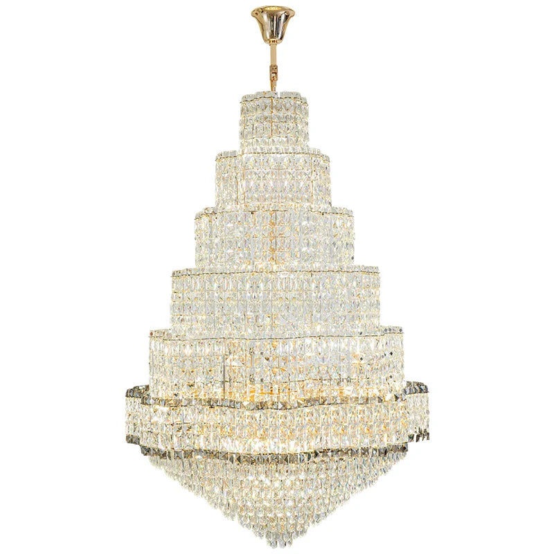 Axyaa Rotating Crystal Chandelier for Duplex Villa, Hotel, or Home - Luxury Stair Lighting