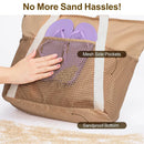 Axyaa Beach Tote: Sand-Proof Handbag with Mesh Pocket and Foldable Design