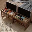 Axyaa Walnut Shoe Storage Bench with Cushion and Organizer