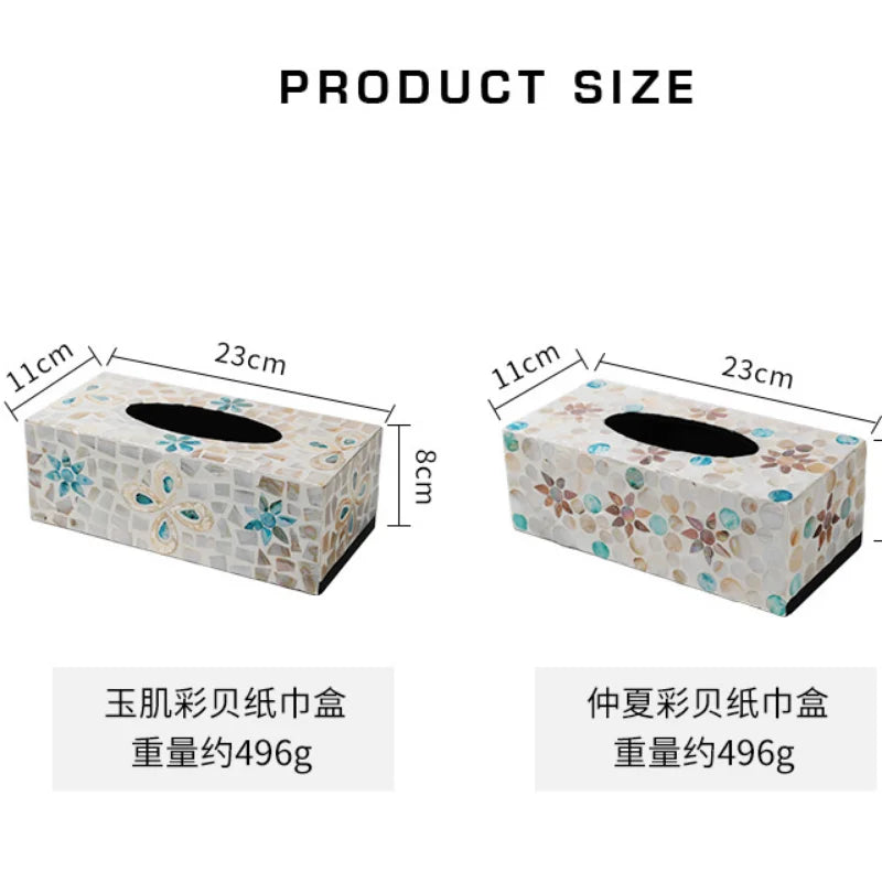 Axya Mother-of-Pearl Tissue Box: Handmade Nordic Colorful Shell Paper Storage for Home