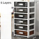 Axyaa 3-6 Tier Storage Cabinet, Large Capacity Organizer, Transparent Black for Living Room