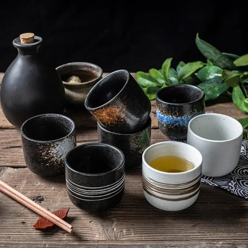 Axya Ceramic Tea Water Drinking Cup Set Jap Casual Sushi Turkish Vintage Mug