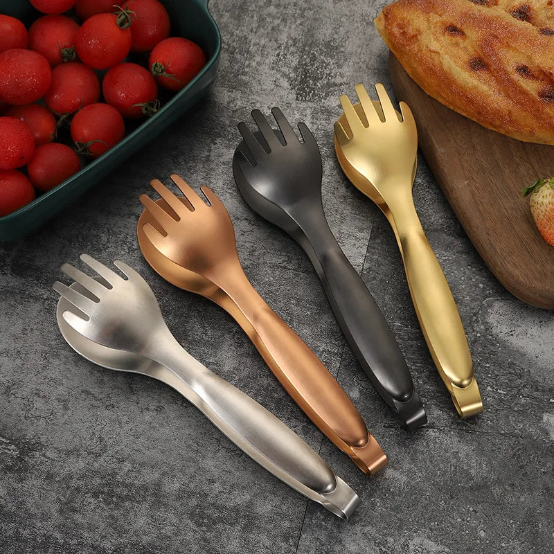 Axyaa Stainless Steel Food Tongs - Non-Slip Cooking Tool for Barbecue, Grilling & Frying
