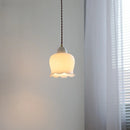 Axyaa White Ceramic Glass LED Pendant Light for Bar and Living Room Decor