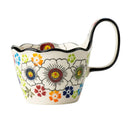 Axyaa Ceramic Handlebar Cup 400ML - Hand Drawn, Couple Coffee Tea Mug