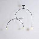 Axyaa Iron Line Chandelier: Modern Scandinavian Art Hanging Lamp for Living Room & Bedroom