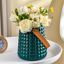 Axyaa Leather Handle Flower Vase Modern Nordic Style Plastic Pot