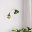 Axyaa Brass Glass LED Wall Sconce, Pull Chain, Rotating Mirror, Vintage Style