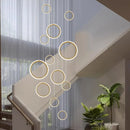 Axyaa LED Ring Pendant Chandelier | Adjustable Hanging Cables | Gold/Black | Home Dining Living Room