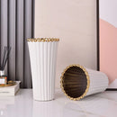 Axyaa Crown Ceramic Vase, Gold Black White, Modern Flower Ware, Home Decor Ornaments