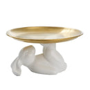 Axyaa Rabbit Ceramic Cake Plate: White Round Dinner Dish, Cute Animal Fruit Snack Plate
