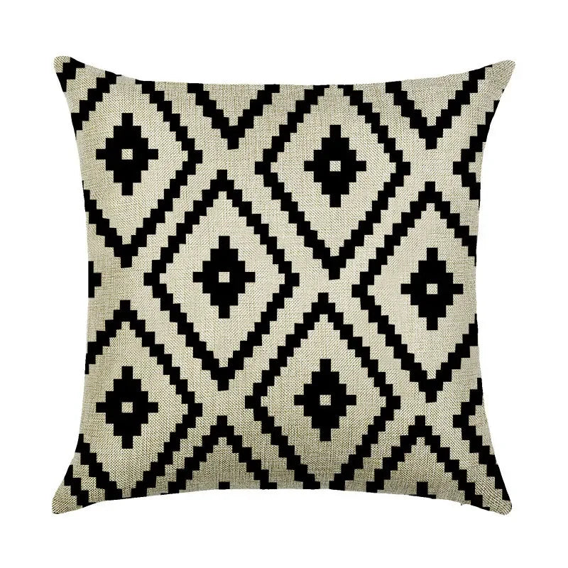 Axyaa Abstract Geometry Linen Pillowcase 45*45cm Square Home Sofa Decor Cover