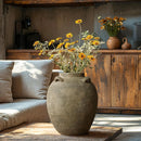 Axyaa Rustic Terracotta Cauldron Vase, 15" Tall Brown Ceramic Floor Vase for Home Décor