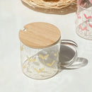 Axyaa Pink Heart Glass Cup with Handle and Lid - Heat-resistant Drinkware Mug